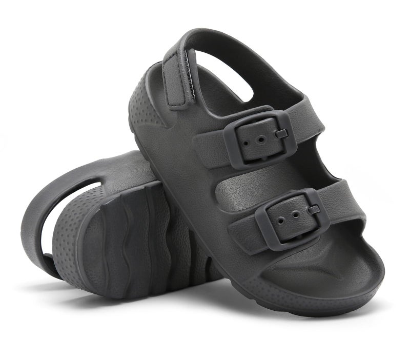 ChayChax Toddler Boys Girls Double Buckle Sandals Children's Adjustable Back Strap Water Sandal, Grey, 5 Toddler - Image 4