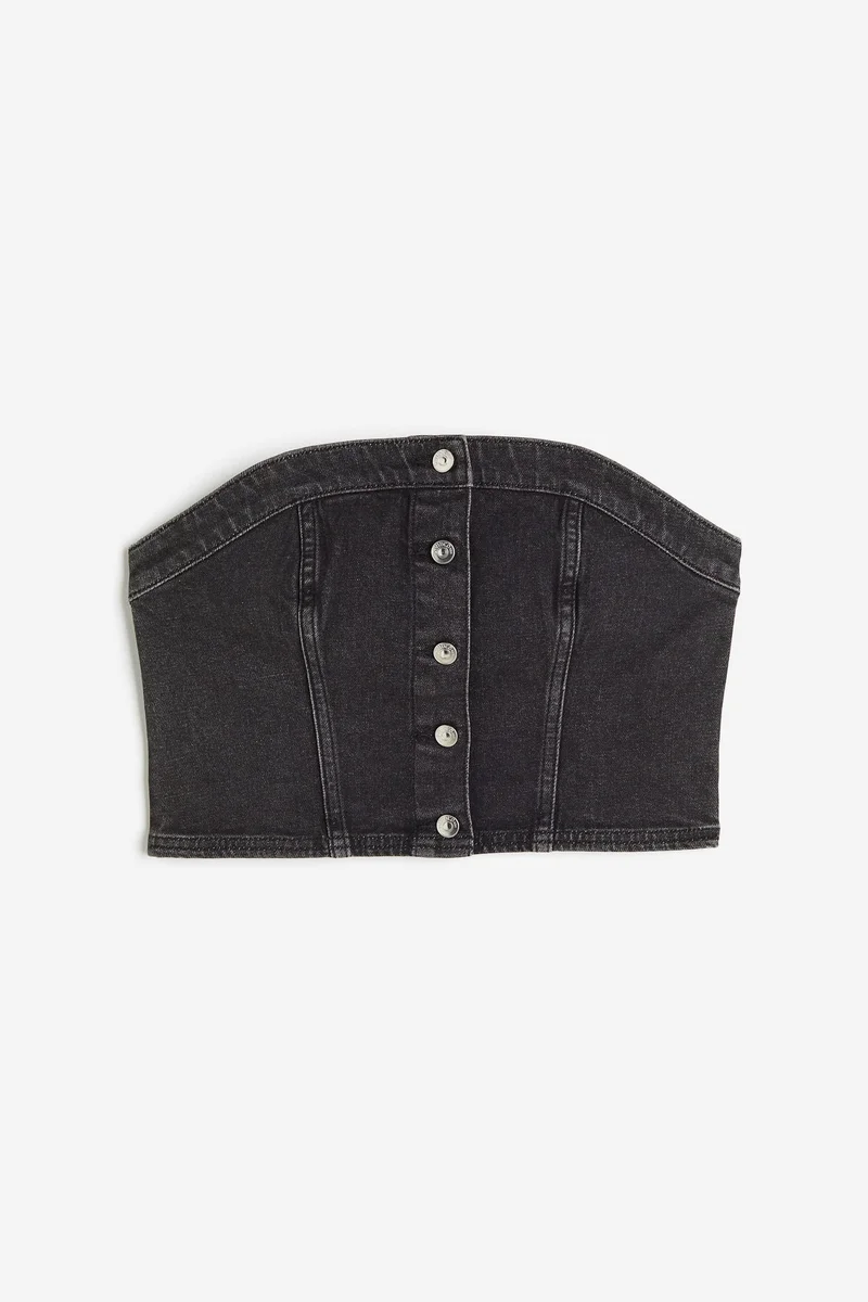 H&M Button Down Denim Crop Top
