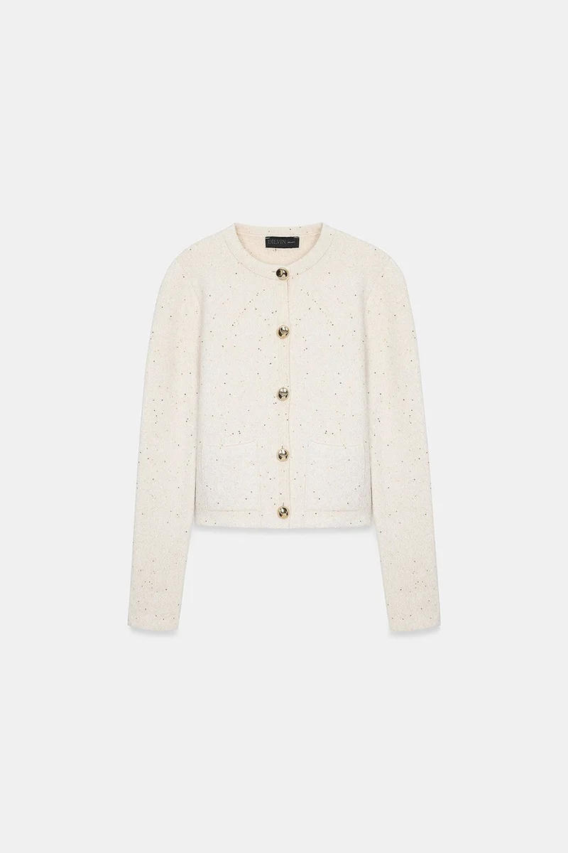 Dilvin Oatmeal Natural DILVIN Women's Knit Cardigan for Women | Best Price UAE