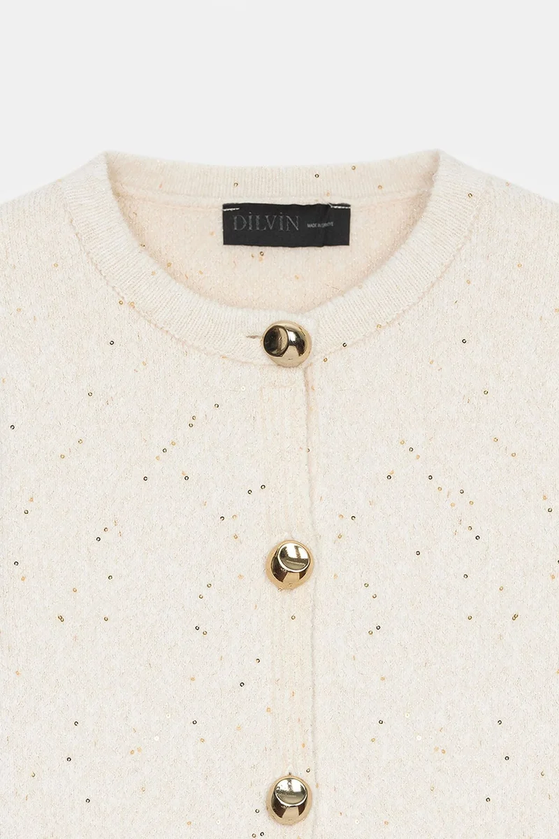 Dilvin Oatmeal Natural DILVIN Women's Knit Cardigan for Women | Best Price UAE