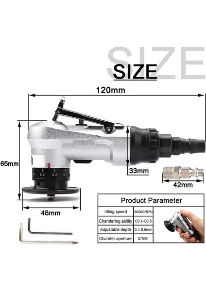 Chamfering Mini Pneumatic Chamfering Machine 45 Degree Handheld Metal Aluminum Edge Trimming - Compact Lightweight Design with 2 Tungsten Steel Blades 4 Bearings for Smooth Operation - Image 2