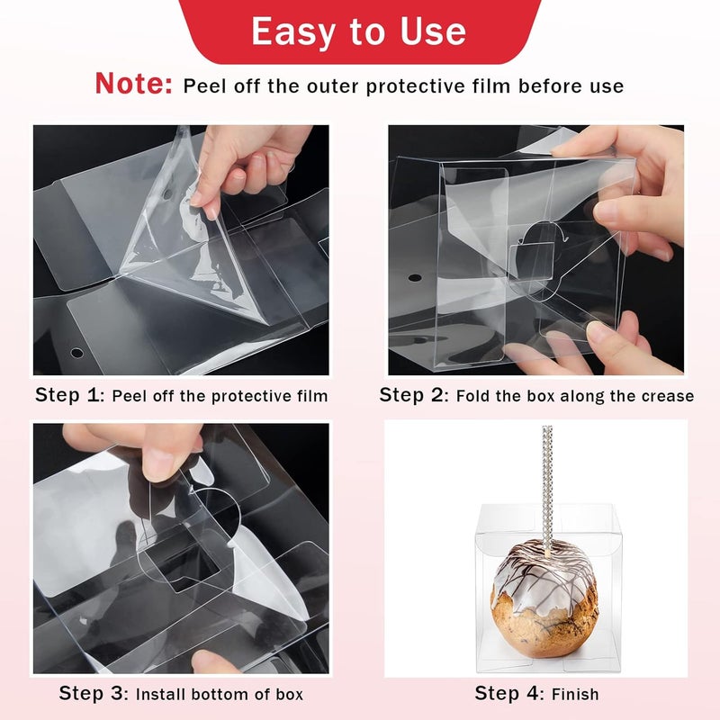 Anglekai 10+10 Candy Apple Kits, AngleKai 10Pcs Bling Candy Apple Sticks/ 10Pcs Candy Apple Boxes/ 25 Yard Ribbon, Rhinestone Caramel Apple Sticks Clear Candy Apple Boxes with Hole - Image 5
