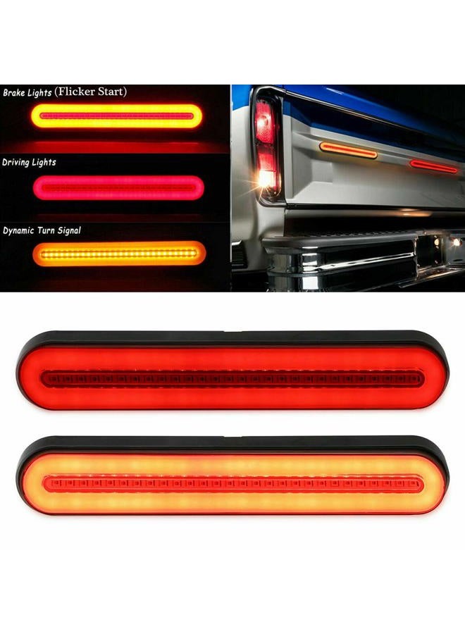 FABOOD F 2PCS 9” Inch Trailer 100 LED Tail Light Bar Red Sequential Spin Running Tail Light Flicker Brake Light, Sequential Flowing Amber Turn Signal Taillight for Trailer Truck Pickup SUV RV 12V 24V - Image 1