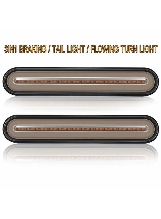 FABOOD F 2PCS 9” Inch Trailer 100 LED Tail Light Bar Red Sequential Spin Running Tail Light Flicker Brake Light, Sequential Flowing Amber Turn Signal Taillight for Trailer Truck Pickup SUV RV 12V 24V - Image 5