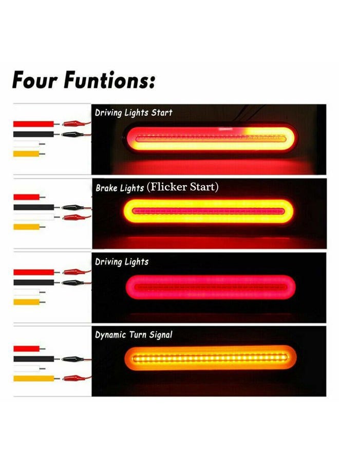 FABOOD F 2PCS 9” Inch Trailer 100 LED Tail Light Bar Red Sequential Spin Running Tail Light Flicker Brake Light, Sequential Flowing Amber Turn Signal Taillight for Trailer Truck Pickup SUV RV 12V 24V - Image 3