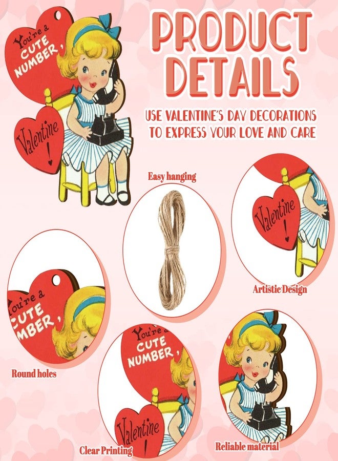 جلينمال مجموعة جلينمال من 24 قطعة من زينة عيد الحب الخشبية العتيقة، زينة شجرة عيد الحب، زينة شجرة عيد الحب، لافتات عيد الحب، ديكور هدية عيد الحب، ديكور شجرة المنزل، ديكور النافذة، ديكور الحائط - Image 5