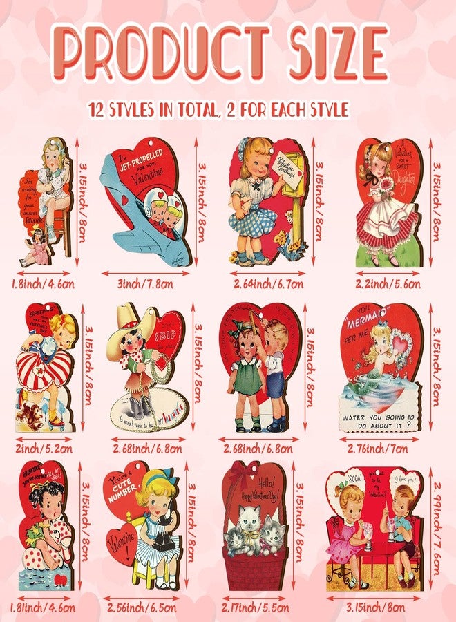 جلينمال مجموعة جلينمال من 24 قطعة من زينة عيد الحب الخشبية العتيقة، زينة شجرة عيد الحب، زينة شجرة عيد الحب، لافتات عيد الحب، ديكور هدية عيد الحب، ديكور شجرة المنزل، ديكور النافذة، ديكور الحائط - Image 3