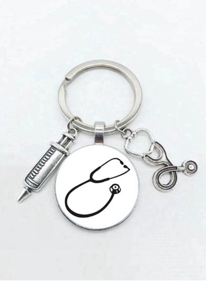Unisex Fashion Metal Keychain Silver