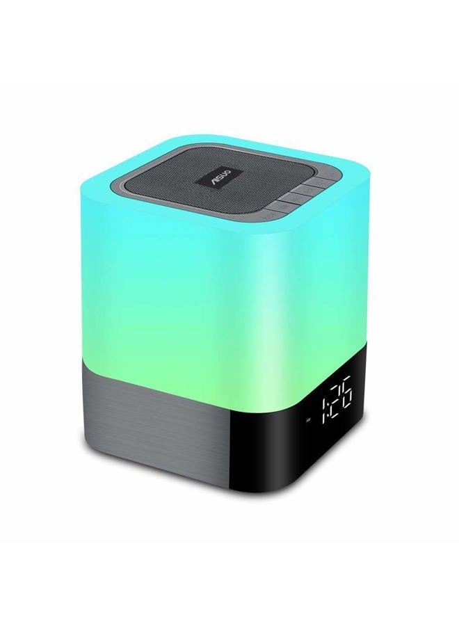 AISUO Night Light - 5 in 1 Bedside Lamp with Bluetooth Speaker, 12/24H Digital Calendar Alarm Clock, Touch Control & 4000mAh Battery, Support TF and SD Card, The Best Gift for Kids and Friends. - Image 1