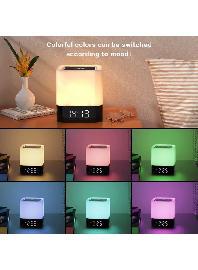 AISUO Night Light - 5 in 1 Bedside Lamp with Bluetooth Speaker, 12/24H Digital Calendar Alarm Clock, Touch Control & 4000mAh Battery, Support TF and SD Card, The Best Gift for Kids and Friends. - Image 2