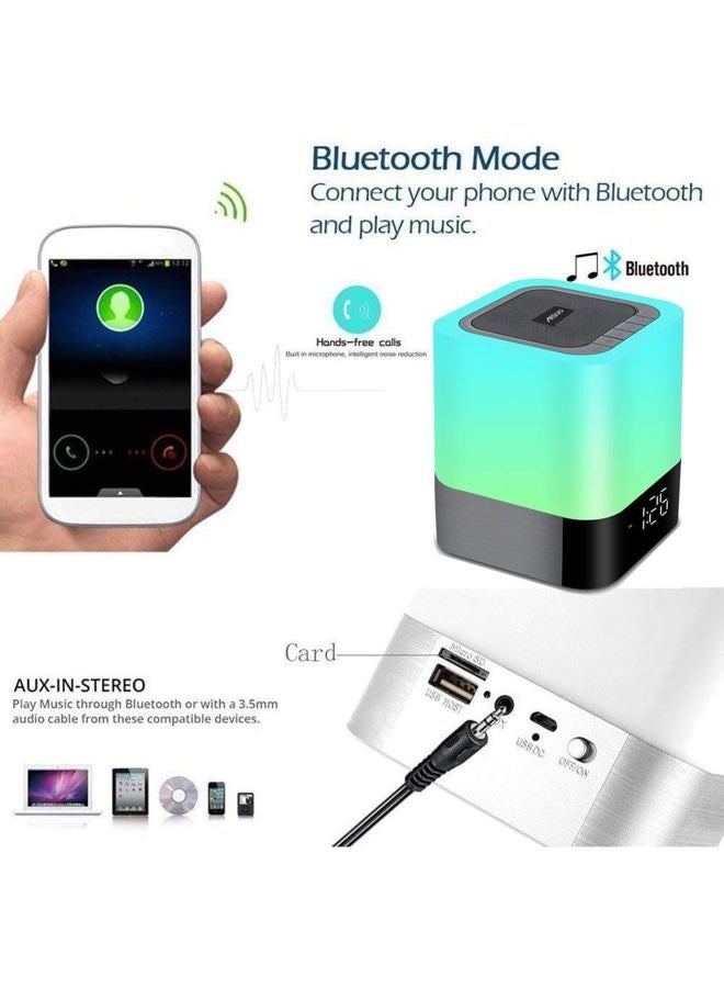 AISUO Night Light - 5 in 1 Bedside Lamp with Bluetooth Speaker, 12/24H Digital Calendar Alarm Clock, Touch Control & 4000mAh Battery, Support TF and SD Card, The Best Gift for Kids and Friends. - Image 3