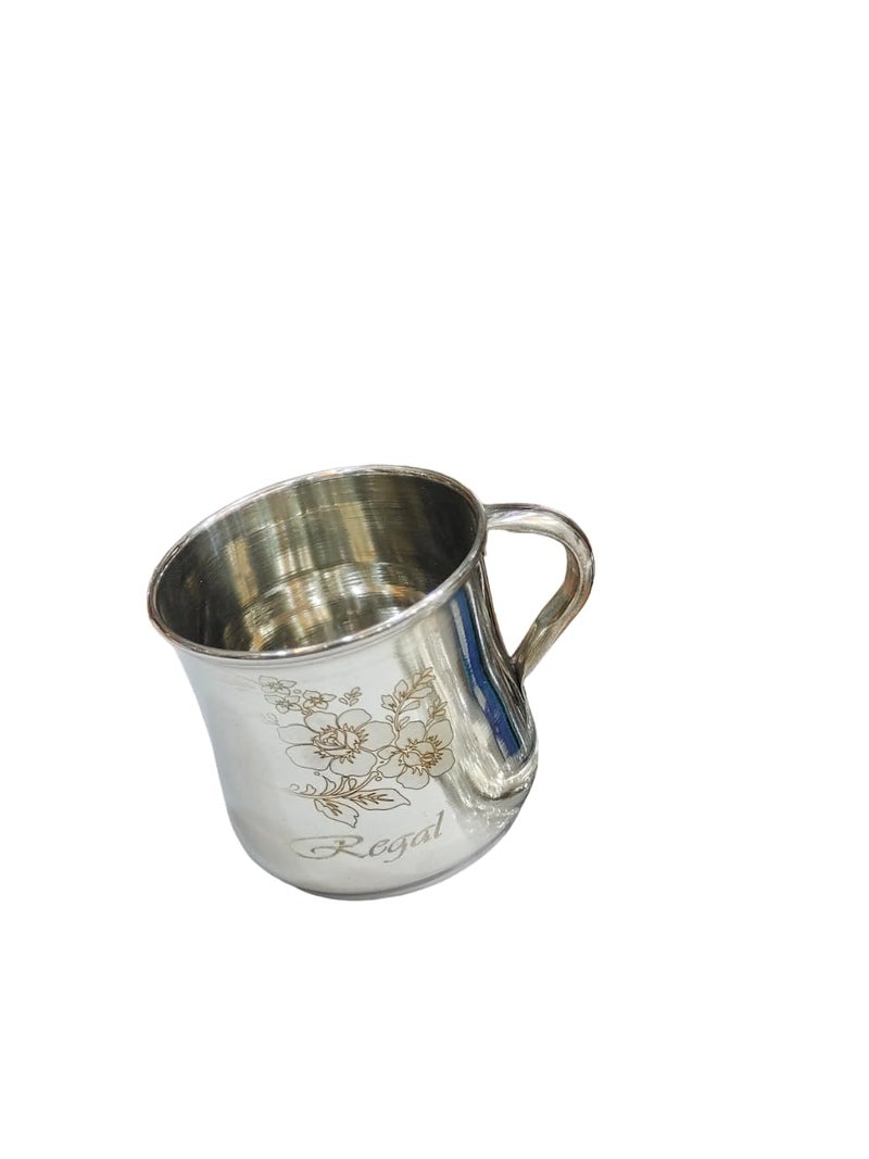 MARWALL Stainless Steel GlassCup Set for Tea and Coffee 100ml EachSilver Set of 6 - Image 1