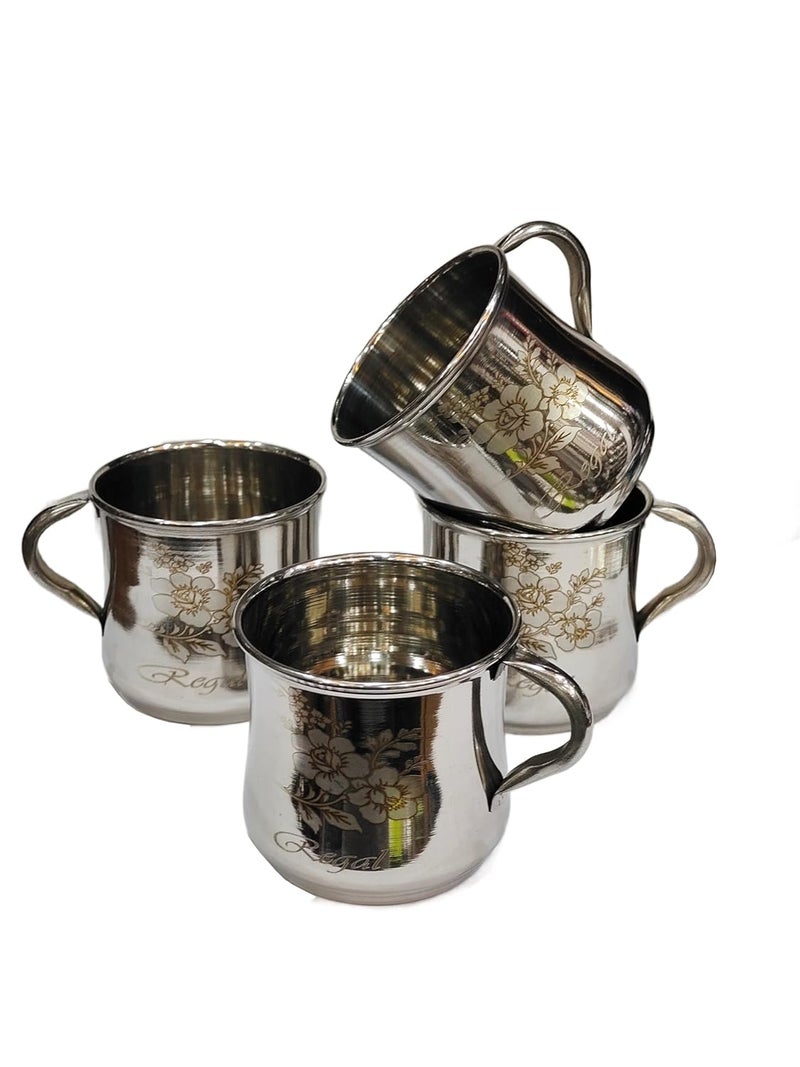 MARWALL Stainless Steel GlassCup Set for Tea and Coffee 100ml EachSilver Set of 6 - Image 3