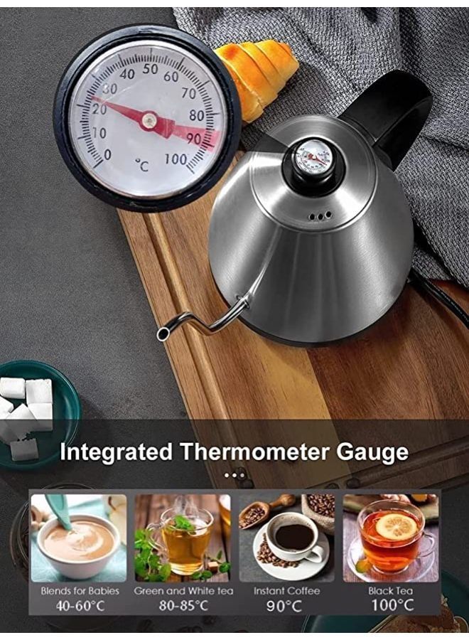 Wtrtr 1 Liter Electric Thermometer Thin Spout Goose Necked Kettle - Image 3