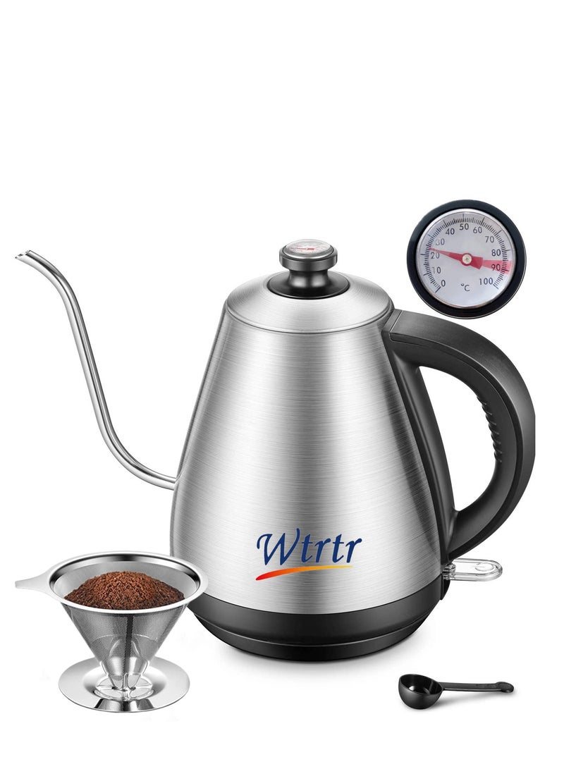 Wtrtr 1 Liter Electric Thermometer Thin Spout Goose Necked Kettle - Image 1