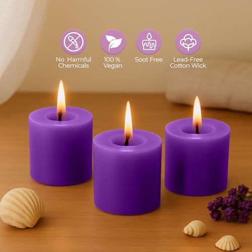 Floryn Decor Wax Pillar Candles Set Of 6 | Dripless | Smokeless | Odourless | Pillar Candles For Home Decor | Burning Time- 30 Hours, Size- 2 By 2 Inches | Scent- Lavender - Image 2