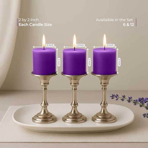 Floryn Decor Wax Pillar Candles Set Of 6 | Dripless | Smokeless | Odourless | Pillar Candles For Home Decor | Burning Time- 30 Hours, Size- 2 By 2 Inches | Scent- Lavender - Image 3