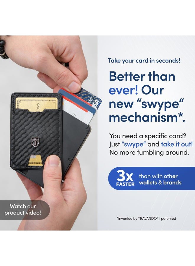 TRAVANDO Swype Slim Wallet for Men with Money Clip Metal RFID Blocking Mens Wallet Front - Image 3