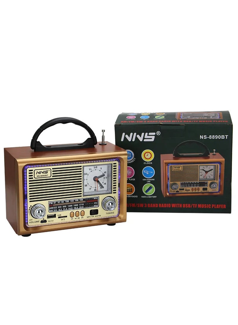 أن أن أس راديو محمول FM AM SW 3 باند على مدار الساعة مع USB TF NS-8890BT - Image 2