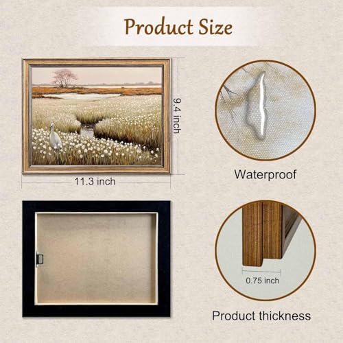 Yeechine Framed Vintage Wall Art Classical French Landscape Painting Wildflowers Field Canvas Wall Art Print Kitchen Living Room Wall Decor (Flower Field, 10" L x 8" W) - Image 2