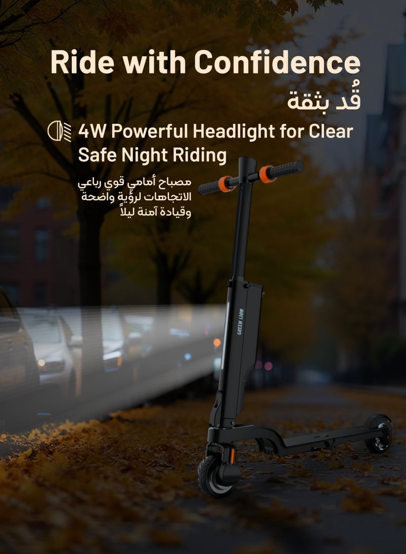 GREEN LION E-Scooter Compact / 4Way Folding / Cruise Control / 3 Mode Gear / 250W Efficient Motor / Electronic and Pedal Brakes / Headlight / 15° Climbing Angle / 100kg Load / Foldable Electric Scooter - Black - Image 4