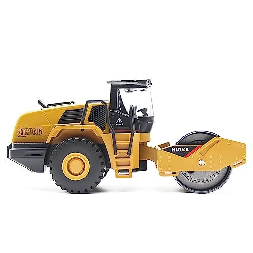 Dollox Die-cast Road Roller Toys 1/50 Scale Metal Engineering Road Planer Vehicle Truck Toy High Detail Construction Vehicles Model Road Roller Decoration Toy Kids - Image 3