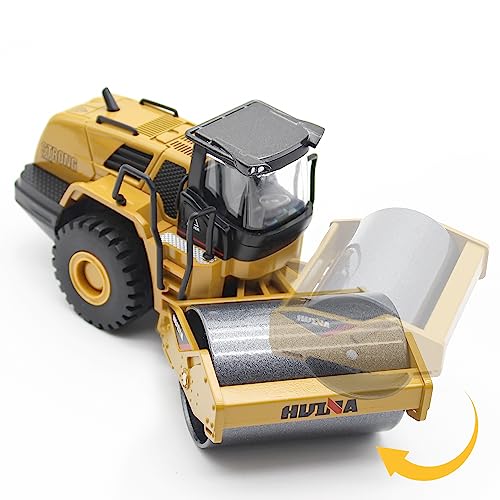 Dollox Die-cast Road Roller Toys 1/50 Scale Metal Engineering Road Planer Vehicle Truck Toy High Detail Construction Vehicles Model Road Roller Decoration Toy Kids - Image 4