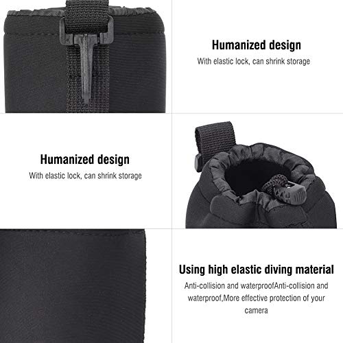 SALUTUY 4PCS S M L XL Camera Lens Storage Bag lens bag Portable Neoprene Lens Storage Bag Black Elastic Shock Absorption DSLR Camera Lens Cover Storage Bag 4 Size Lens Pouch Set padded lens bag Lens Cases - Image 4