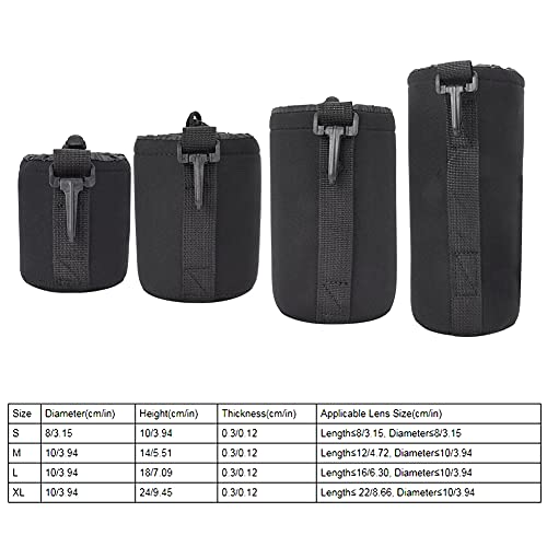 SALUTUY 4PCS S M L XL Camera Lens Storage Bag lens bag Portable Neoprene Lens Storage Bag Black Elastic Shock Absorption DSLR Camera Lens Cover Storage Bag 4 Size Lens Pouch Set padded lens bag Lens Cases - Image 5