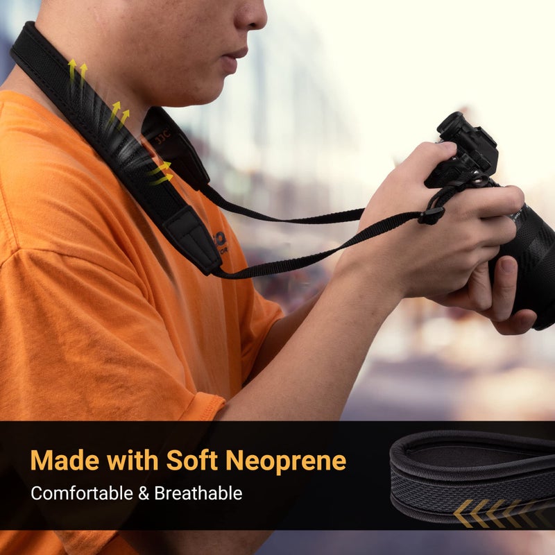 JJC Mirrorless Camera Neck Strap Shoulder Belt for Sony ZV-E10 A7C A6600 A6500 A6400 A7 IV III A7R V IV A7S III A9 II Fujifilm X-T5 X-T4 X-T30 II Nikon Z30 Z50 Canon M50 M6 M5 Mark II -Black - Image 3