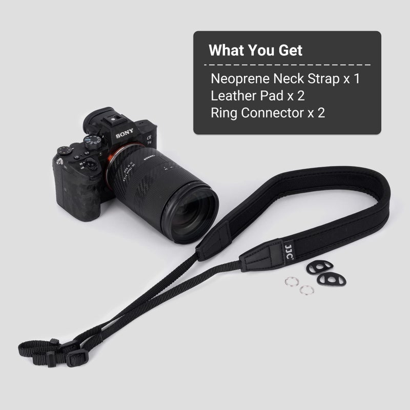 JJC Mirrorless Camera Neck Strap Shoulder Belt for Sony ZV-E10 A7C A6600 A6500 A6400 A7 IV III A7R V IV A7S III A9 II Fujifilm X-T5 X-T4 X-T30 II Nikon Z30 Z50 Canon M50 M6 M5 Mark II -Black - Image 2
