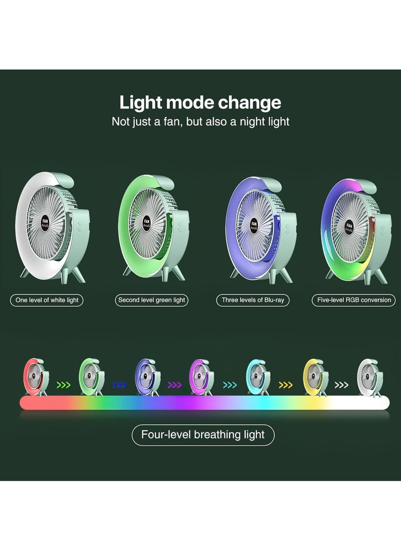 Portable LED Table Fan – 3-in-1 Mini Desktop Fan, Decorative G Lamp with 3 Wind Speeds & 5 Light Modes, USB Rechargeable, 1800mAh Battery, Silent Air Circulator for Home, Office, or Bedside – Pink