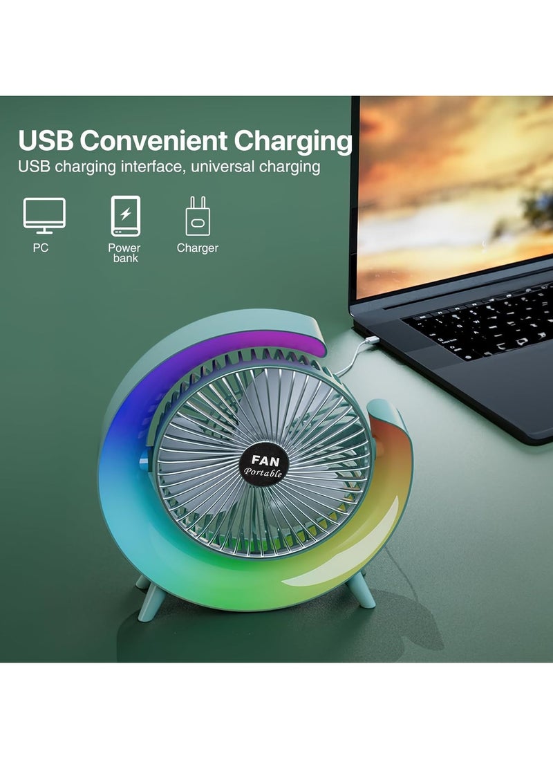 Portable LED Table Fan – 3-in-1 Mini Desktop Fan, Decorative G Lamp with 3 Wind Speeds & 5 Light Modes, USB Rechargeable, 1800mAh Battery, Silent Air Circulator for Home, Office, or Bedside – Pink