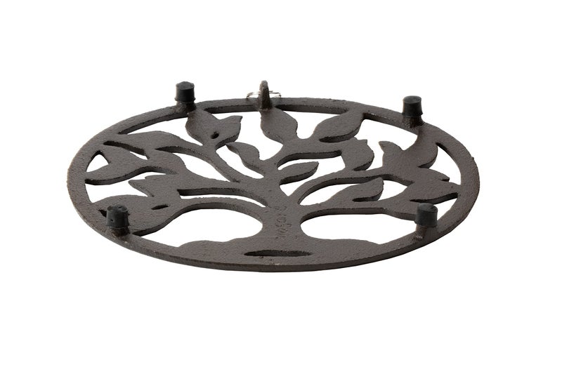 GASARÉ, Cast Iron Trivet for Hot Dishes, Pots, and Pans, Metal Trivet, Tree Roots Design, Rubber Feet Caps, Ring Hanger, 8.25 x 6.75 Inches, Brown, 1 Unit - Image 3