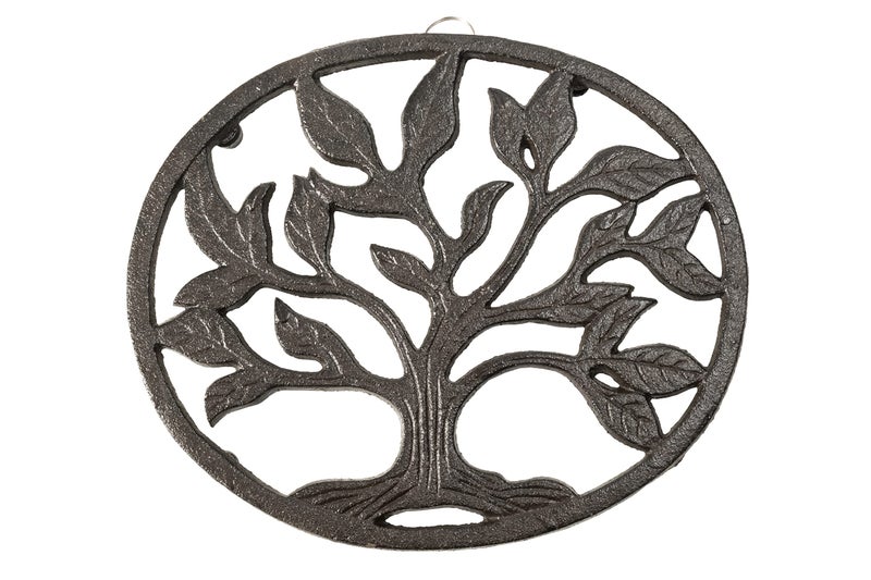 GASARÉ, Cast Iron Trivet for Hot Dishes, Pots, and Pans, Metal Trivet, Tree Roots Design, Rubber Feet Caps, Ring Hanger, 8.25 x 6.75 Inches, Brown, 1 Unit - Image 1