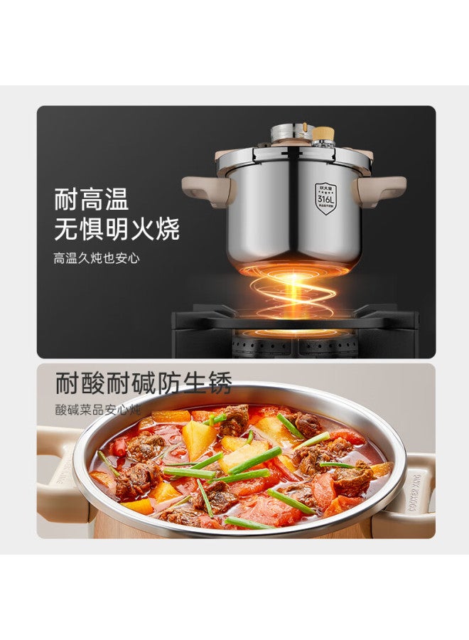 Cooker King Pressure Cooker, Household Anti-burst, 316l Stainless Steel, Compatible With Gas And Induction Stoves, One-touch Lid Opening, Pressure Cooker, 4l Capacity - Image 5