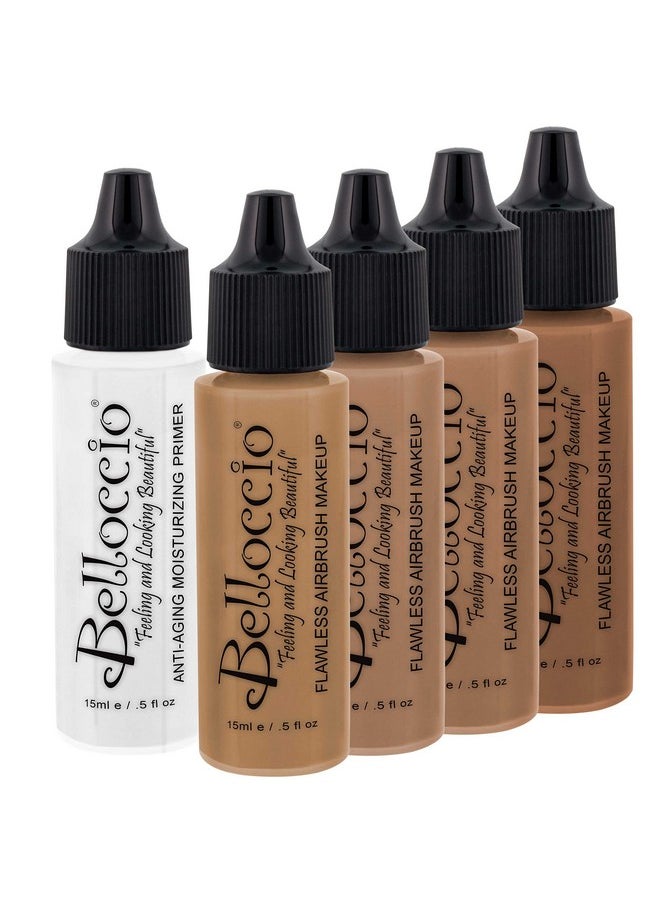 Belloccio Belloccio Tan Color Shade Foundation Set - Professional Cosmetic Airbrush Makeup in 1/2 oz Bottles  - Image 1