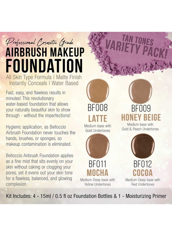 Belloccio Belloccio Tan Color Shade Foundation Set - Professional Cosmetic Airbrush Makeup in 1/2 oz Bottles  - Image 2