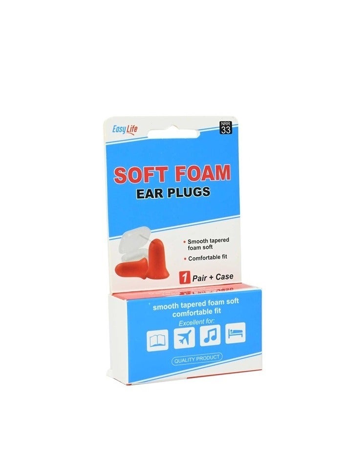 Easy Life Soft Foam Ear Plugs Superior Noise Reduction for Sleeping Studying Earplug 1 Pair 