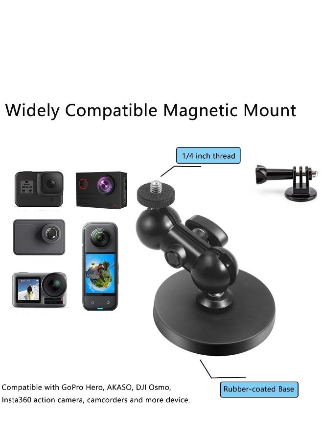 Magnetic Camera Mount Compatible with Hero 12/11/10/9/8, AKASO EK7000 Brave 4, DJI Osmo, Insta360 X3 Action Camera with a 1/4 Thread, Magnetic Base Mount with Rotating Ball Head - Image 2
