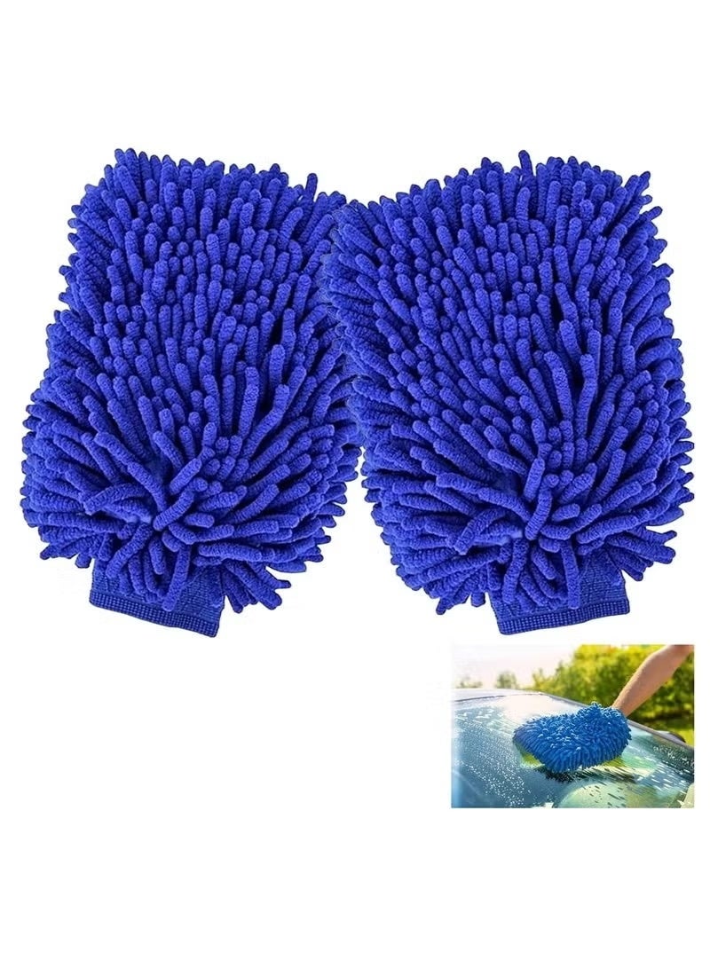 Classic 2 PCS Double Sided Microfiber Car Wash Mitt Car Washing Gloves Waterproof Car Wash Rag Sponge Kit - Image 1