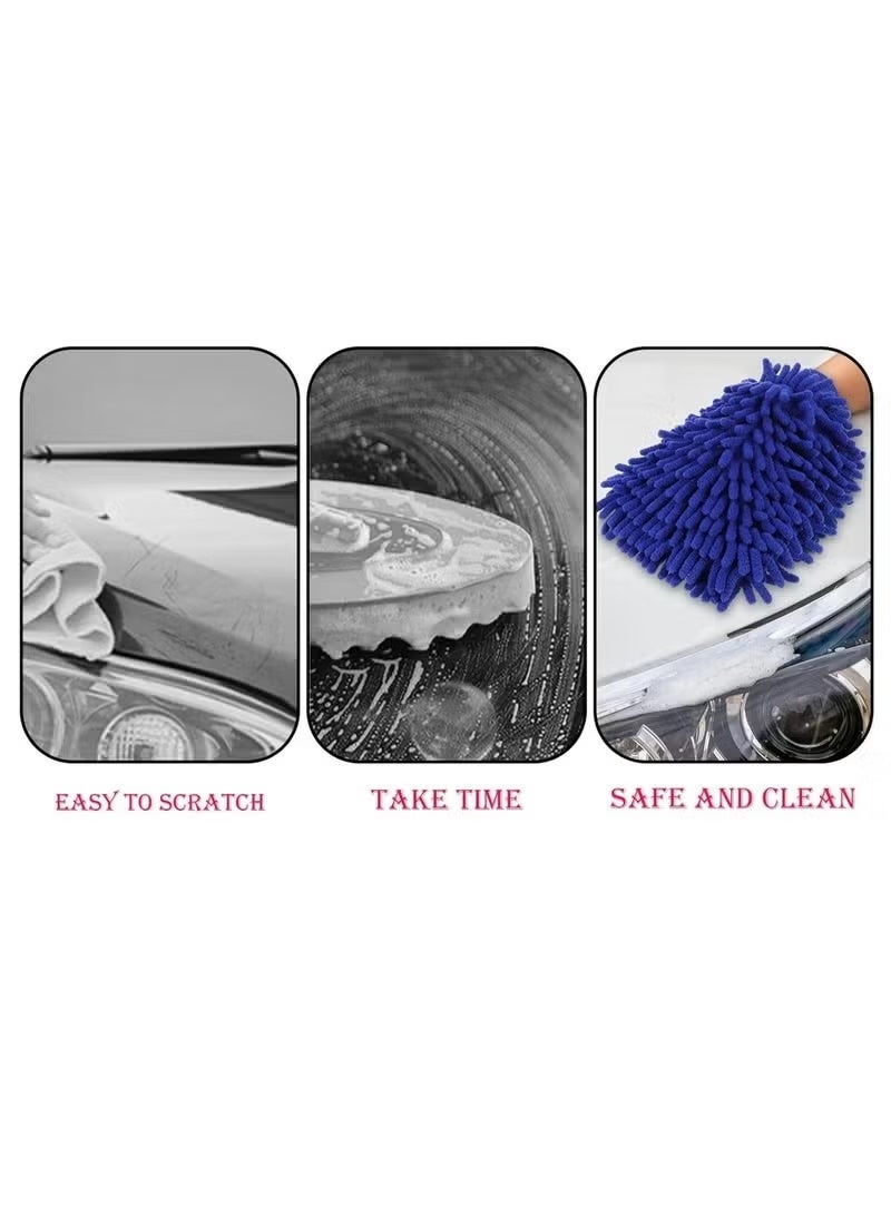 Classic 2 PCS Double Sided Microfiber Car Wash Mitt Car Washing Gloves Waterproof Car Wash Rag Sponge Kit - Image 2