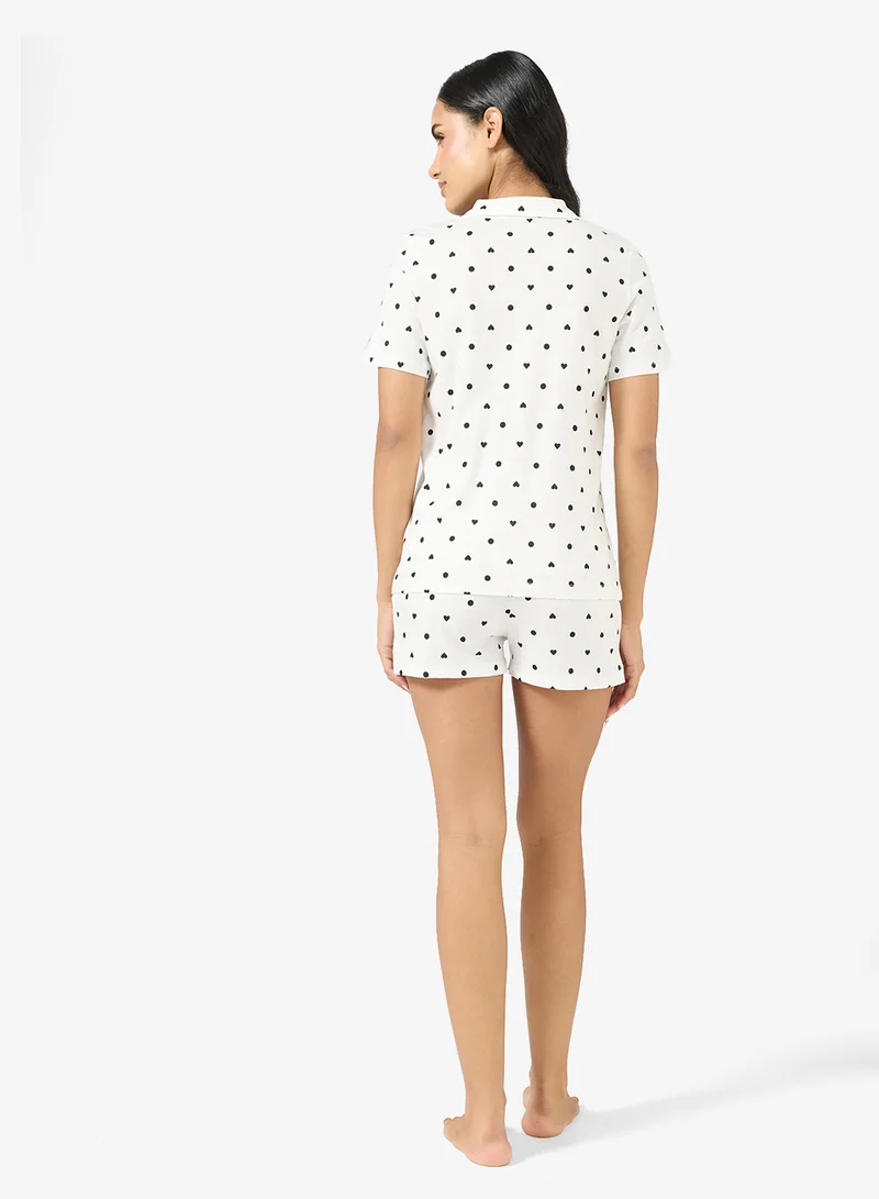 Ginger Button Down Polka Dot Shirt & Short Set