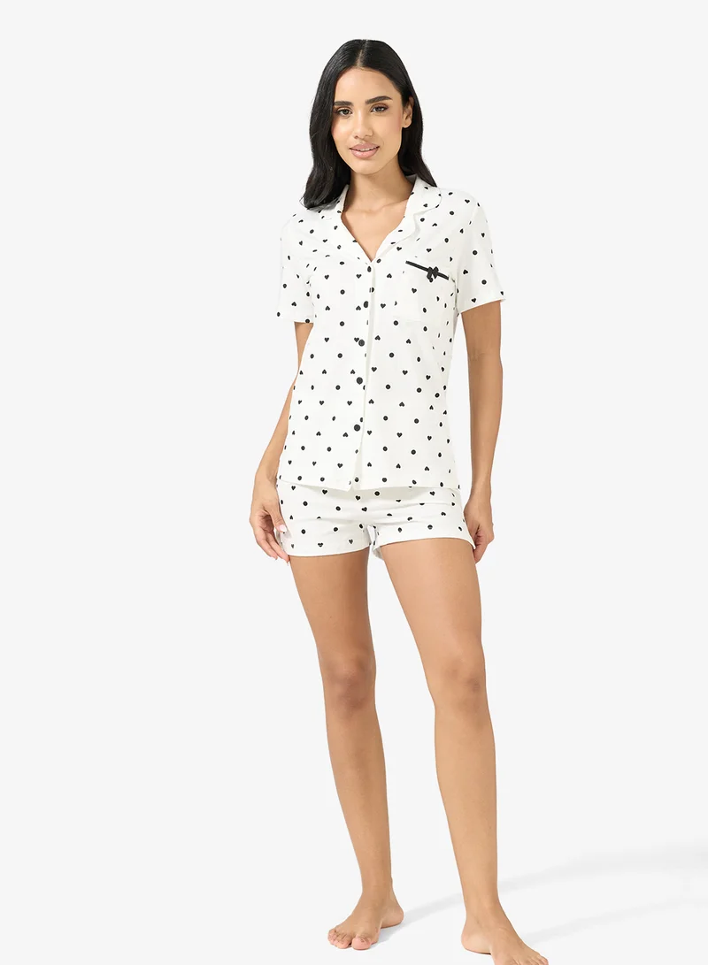 Ginger Button Down Polka Dot Shirt & Short Set