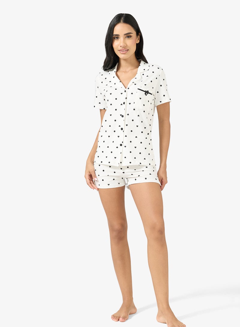 جينجر طقم قميص وشورت منقط بأزرار - Image 1