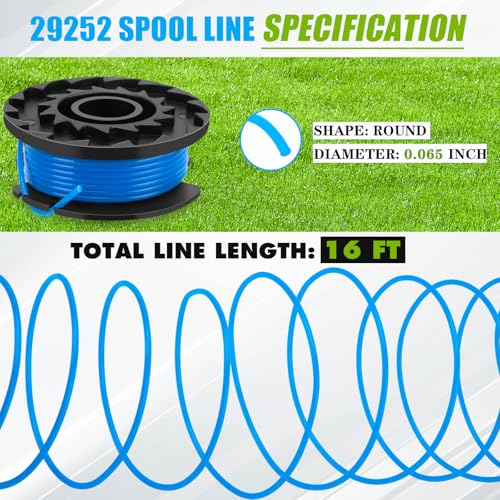KAKO Replacement Spool for Greenworks Weed Eater String, 0.065"-16ft Line for Greenworks Weed Wacker String, Auto-Feed Spool Single Line Cordless Trimmers (10 Spool+2 Cap) - Image 4