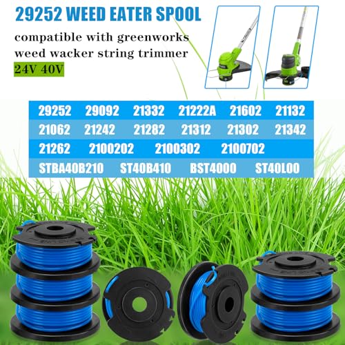 KAKO Replacement Spool for Greenworks Weed Eater String, 0.065"-16ft Line for Greenworks Weed Wacker String, Auto-Feed Spool Single Line Cordless Trimmers (10 Spool+2 Cap) - Image 2