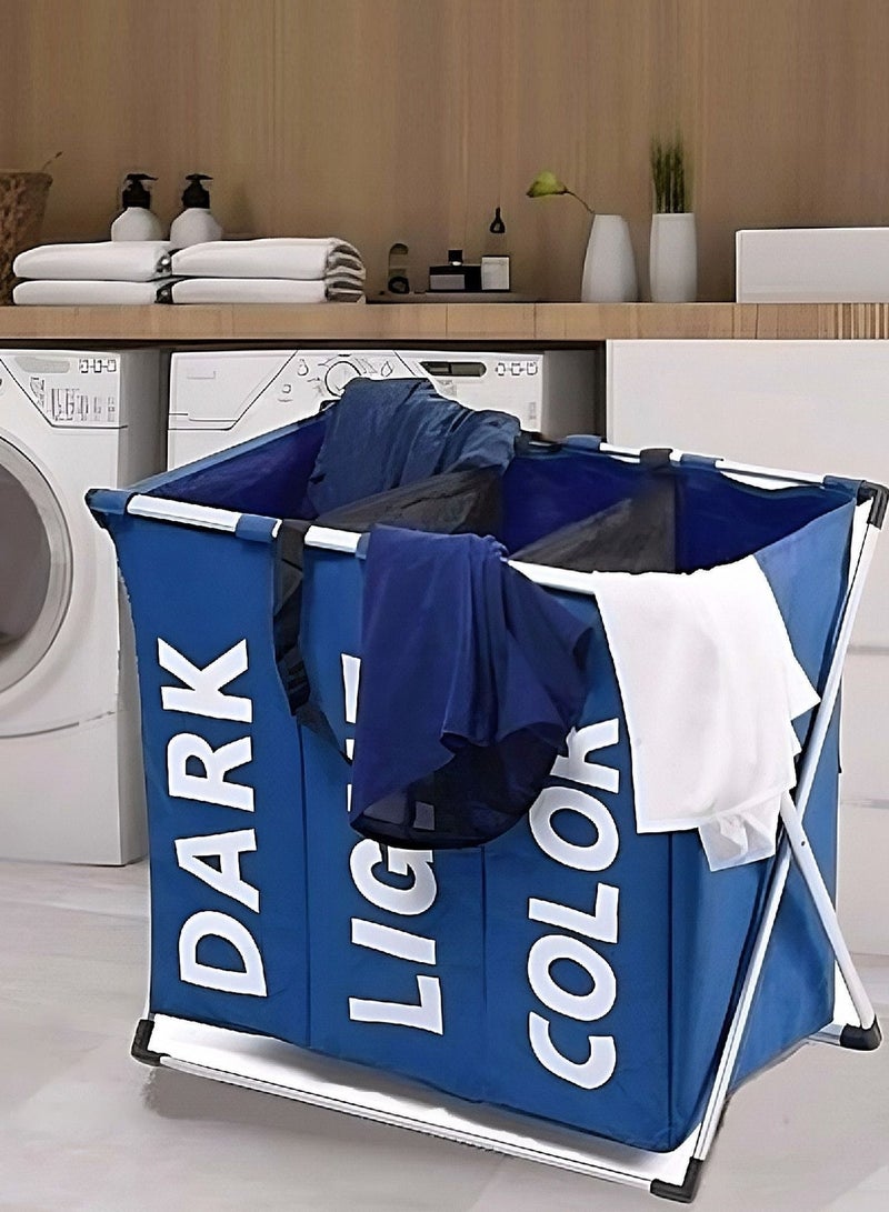 CATANES Laundry Basket Hamper Large Capacity 3 Section Laundry Organizer Bag Collapsible Waterproof Dirty Clothes Basket - Image 1