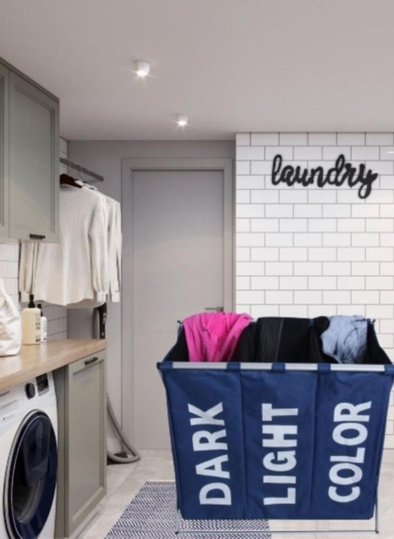 CATANES Laundry Basket Hamper Large Capacity 3 Section Laundry Organizer Bag Collapsible Waterproof Dirty Clothes Basket - Image 4