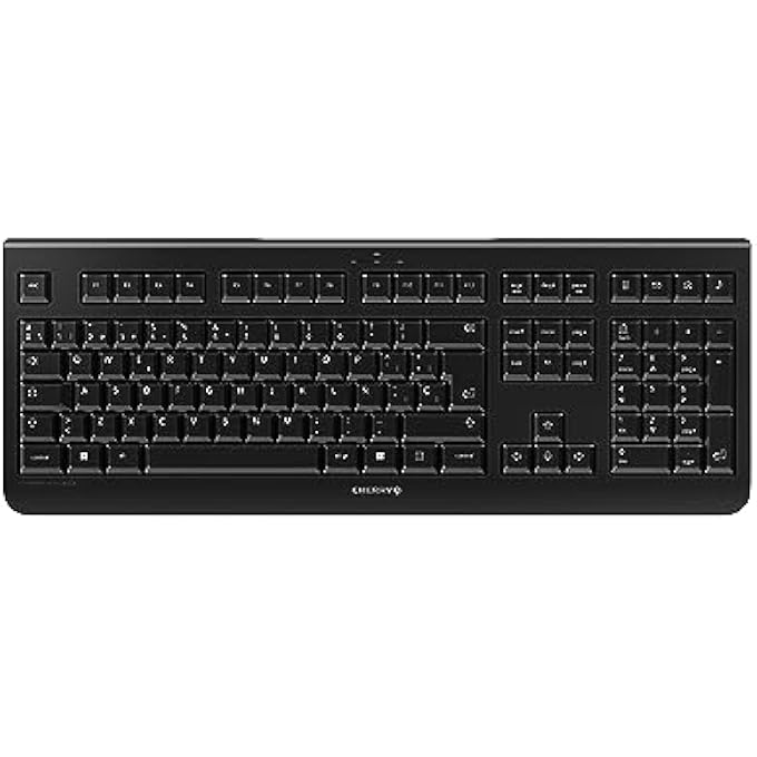 Cherry KW 3000 WIRELESS KEYBOARD WITH NUMBER KEYPAD, SPANISH LAYOUT (QWERTY), 2.4GHZ RADIO, LOW NOISE KEYS, FLAT DESIGN, BATTERY OPERATED, BLACK - Image 1